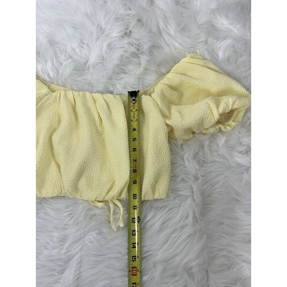 Vici Womens Butter Yellow Cut Out Tie Back Bubble Crop Top Bohemian NWOT Large - Picture 5 of 12